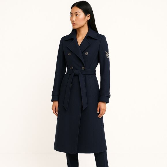 NEW Tommy Hilfiger Women’s Blue US Air Force Military Trench Coat Jacket Size S - Picture 1 of 10